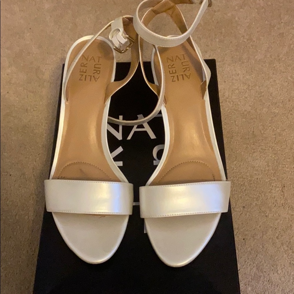 White pearl heels